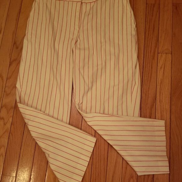 💄TALBOT'S RED & WHITE LINEN STRIPED PANTS - Picture 4 of 5